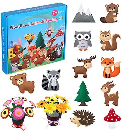 Goomp Nähset für Kinder,Filz Bastelsets Filz Nähen Kits Handwerk und Nähen Set für Kinder pädagogische Anfänger Nähen gefüllte Filz Plüsch Ornamente