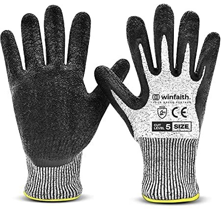 Winfaith - Guantes de Trabajo para Hombre y Mujer, Guantes Mecanico Taller, Proteccion Nivel 5 Anticortes, Textura Antideslizante, Trabajos de Jardinería, Aislantes para Electricistas (2 Pares, XL)