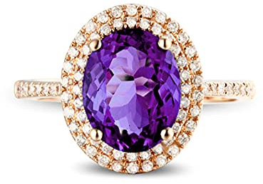 Ayoiow Ehering für Frauen Damenringe Silber 925, Verlobungsring Zirkonia Lila Oval Ring Größe 63 (20.1)