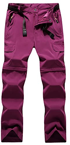 G&F Donna Pantaloni da Trekking Convertibili Impermeabile Traspirante Zip off Pantaloni da Arrampicata Asciugatura Veloce (Color : Rose Red, Size : S)