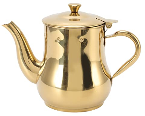 Cyrank Théière en Acier Inoxydable avec infuseur à thé, 500 ML en métal Grande cafetière Huile d'olive Peut Distributeur de Sauce soja pour Restaurants Maison(d'or)