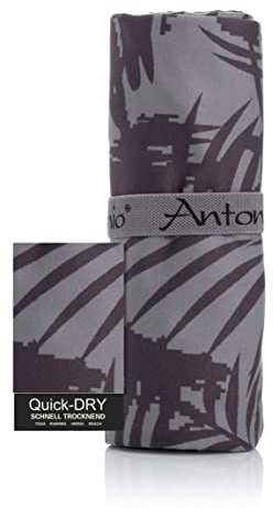 Antonio - Mikrofaser Strandtuch & Badetuch XXL 160 x 80 cm Schwarz-Grau - Strand-Handtuch & Bade-Handtuch schnelltrocknend leicht & groß - Microfaser Towel Handtücher für Yoga, Sport & Unterwegs