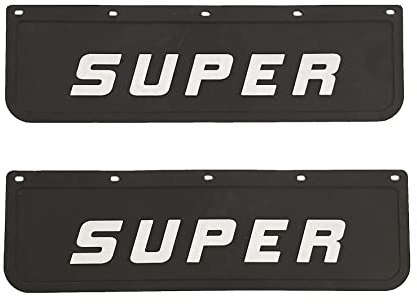 2 pezzi Paraspruzzi Parafanghi in Gomma Dura per Camion 60x18 cm Nero con Scritta 3D in Rilievo SUPER