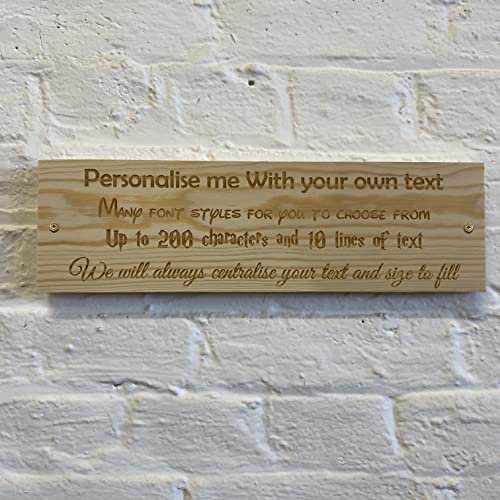 Cutncraft Designs Personalised Solid Red Large Wooden Sign Plaque Your Own Text Custom Made Wall Door Decor Idea 30 x 9.5 x 2cm (11.8x3.7x0.8)