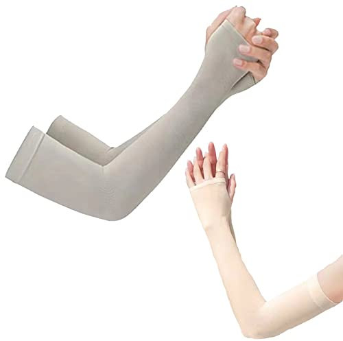 Shengyuantong 2 pares Mangas para brazos, Mangas de Protección Solar, Mangas Enfriamiento de Protección UV, protector solar de manga, brazo Unisex para deportes al aire libre (gris)