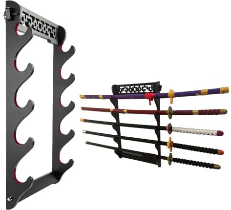 Dfdvye Schwerthalter Katana Wandhalterung 5 Tier Samurai Schwert Display Rack Wand Wakizashi Tanto Wandaufhänger Schwert Rack Schwert Stand Display