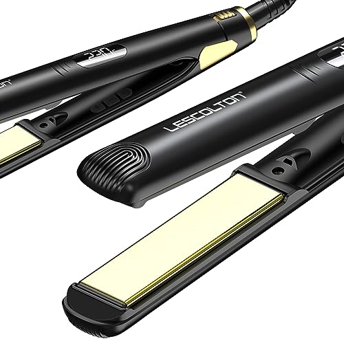 Haarglätter Curling Eisen Keramik Titan für alle Haartypen, Breites Flacheisen Schnelles Glätten 9 Einstellbare 80°C-230° Wärmeeinstellungen, Intelligenter Abschaltschutz (Schwarz)