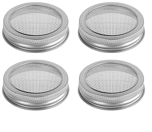 4 Stück Edelstahl-Keimglasdeckel, Sieb, Sieb, Filterabdeckung für Glas, Sprossen, 70 mm
