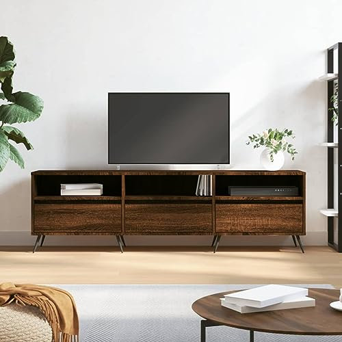FIRBNUS TV-Schrank 150x30x44,5 cm Living Room Furniture TV Cabinet TV Unterschrank TV Schrank Holz Fernsehkommode Lowboard Holz Sideboard Holz Sideboard Industrial Holzwerkstoff Braun Eichen-Optik