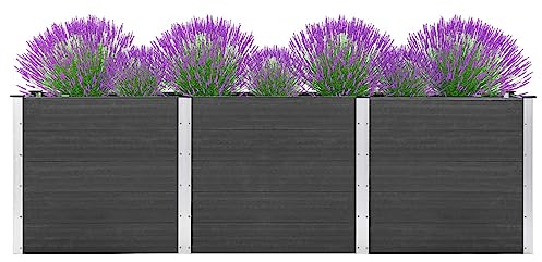 LAPOOH Arriate Elevado, Macetas para Flores Y Plantas, Jardineria Maceteros, Huerto Urbano Terraza, Mesa De Cultivo, Mesa Cultivo, de WPC Gris 300x100x91 cm