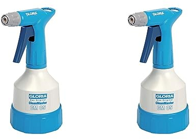 Gloria Handsprüher CleanMaster cm 05 | 0,5 L Sprühflasche für Reinigungsmittel | Für Säuren u. Laugen mit pH 2 bis 12 | Doppelhubpumpe (Packung mit 2)