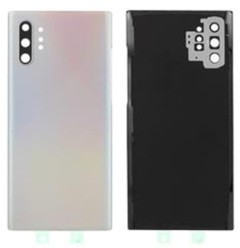 Generico Akkudeckel + doppelseitiges Klebeband + Linse kompatibel mit Samsung Galaxy Note 10 Plus N975F N975 Ersatzglas Rückseite Rückseite Aufkleber + Kameraobjektiv (Silber)