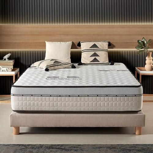 NATURALEX - Matelas Visco-Carbone 160x190-30 cm - Mousse à mémoire de Forme - Accueil Blue Latex - Confort Ferme - Couchage Indépendant - 7 Zones - Réversible - Soutien Lombaire - Fabriqué UE