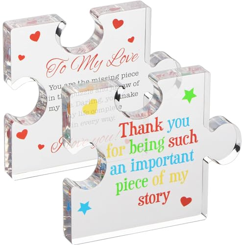 Acrylic Block Puzzle Gift GWAWG 2PCS I Love You Gifts, Long Distance Relationship Gifts, Heartwarming Gift, Appreciation Gifts for Women Men, Graduation, Birthday, Anniversary, Valentine's Gift