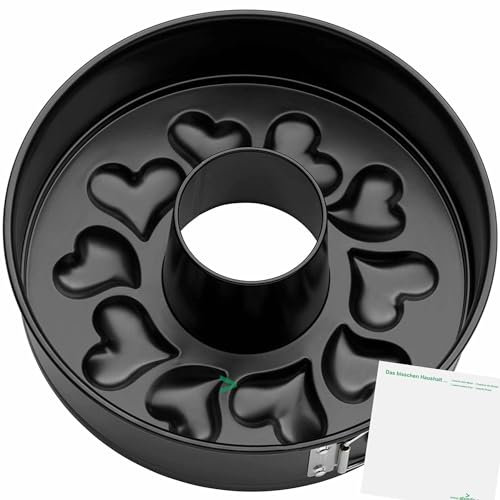 Kaiser Springform mit Herz Motiv Rohrboden, runde Backform (ca. 26cm Ø) + usy Block