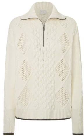 Pepe Jeans Damen Hada Polo Strickwaren, Weiß (Mousse White), M