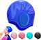 YOUYIKE Badekappe Gehörschutz 3D, Badehaube, Badekappe Damen Herren Mädchen Jungen, Schwimmmütze Damen Wasserdicht, Schwimmhaube für Kurze und Lange Haare(Navy blau)