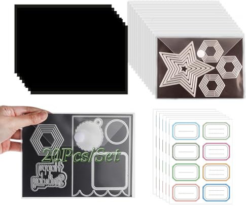 26 Stück/Set 10 17,8 x 12,7 cm Stempel und Stanzschablonen Aufbewahrungstasche und 10 17,5 x 12,7 cm Gummi-Magnetbögen 6 offen Etiketten Aufkleber, Stanzformen-Aufbewahrungs-Set für Aufbewahrung