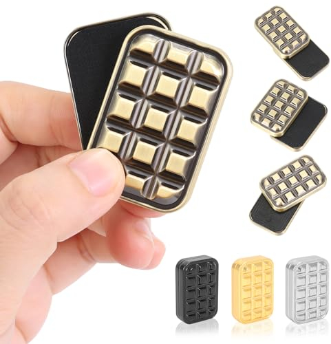 Bufccy Fidget Slider for Adults - Mini Slide Metal Fidget Toys, Anxiety/ADHD/Annoy Relieving EDC Metal Fidget, Stress Reducing Toy Gift for Adults & Teen (Metallic Chocolate)