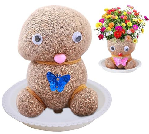 Muñeco Crece s Cesped Y Flores,2 Piezas Muñeco Crece s Hierba, Plantas De Decoración De Escritorio En Maceta, Muñecos Crece s Plantas Verdes De Escritorio, Macetas De Bonsái