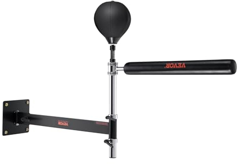 VEVOR Box-Spinning-Bar zur Wandmontage, Spinning-Bar mit Punchingball, Verstellbarer Box-Geschwindigkeitstrainer, Reflex-Boxstange mit Handschuhen, Box-Trainingsgerät für Kickboxen, MMA, Fitness