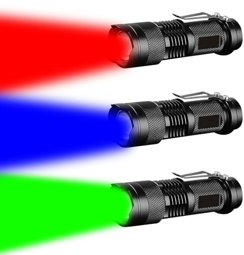 LIAISIMI LED-Taschenlampe Multifunktions-Arbeitsleuchte Tragbare Mini-Lampe 3 Modi einklappbare Taschenlampe Ideal für Camping, Wandern, Nachtsicht, Nachtangeln, Astronomie und Notfälle (3, R+B+G)