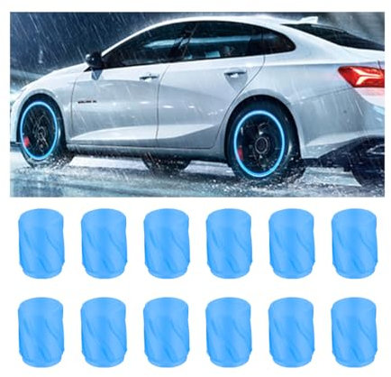 Adunsiaoto 12 Stück Autoleuchtende Ventilkappen, Fluoreszierende Autoreifen-Ventilkappe, Leuchtende Autoreifen-Luftkappen-Abdeckung Für Automobile Motorräder(Blau)