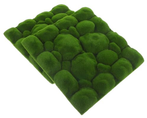 FUNOMOCYA Künstliches Moos Wanddekor Kunstrasen 30x30cm Beflocktes Mikrolandschaftszubehör Selbstgemacht Hintergrundwand 2 Stück