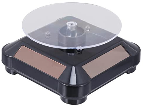 LIFKOME Solar Rotating Stand Rotating Display Stand Lights 360° Jewelry Display Turntable