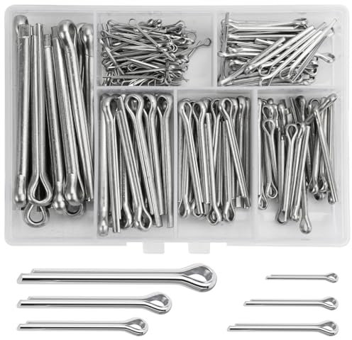 230 Pièces Goupille Fendue, 6 Tailles Différentes de Goupilles de Verrouillage M1 M2 M2.5 M3 M4 M5 Avec étui en Plastique Transparent pour L'Automobile, Marine, Machinerie, Moteurs, Bicyclettes