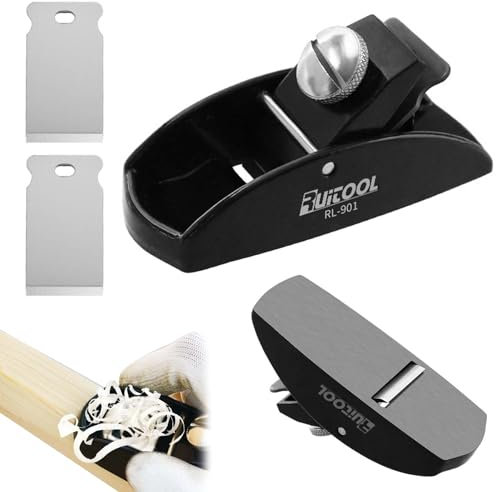 FZYCOM Mini Pialla per Legno con 2Pcs Lame di Ricambio, Pialla Manuale Legno, Pialla Lavorazione Legno, Pialla a Mano in Acciaio, Piccola Piallatrice in Legno Compatto Leggero Regolabile Manualmente