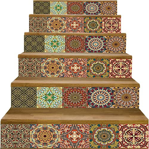 adesivi per alzate di scale, adesivi per scale 3D, Adesivi for scale autoadesivi 6 pezzi decalcomanie stacca e attacca, for gradini in legno, decalcomania artistica for interni fai da te vinile profes