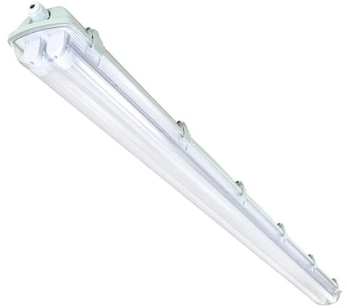 Izrielar LED Feuchtraumleuchte 24w, 150cm 2x LED Röhre Tageslicht 6000k Kaltweiß, 4800Lm, Deckenleuchte LED Lampen IP65 Wasserfest für Einsatz im Aussenbereich geeignet Keller Werkstatt