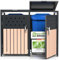 Anpassbare Mülltonnenbox für 1-4 Tonnen (120L-240L) - rostfreier Stahl, 22 Designs, geruchsreduzierend, Klappdächer mit Gashebern, Lochmuster & Holzoptik, selbstmontage, Farbe: RAL 7016