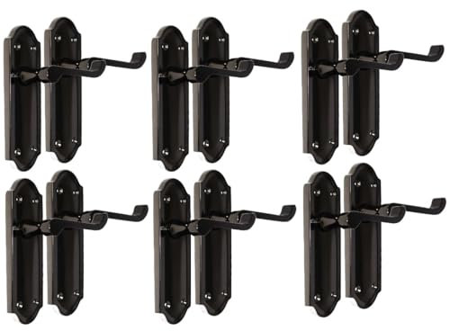 Epsom Door Handle - Ashford Black Nickel Internal Latch Door Handles - Door Handles Internal Sets, Black Nickel Door Handle Set for Internal Doors, Door Handle in Black Nickel, 170 x 48mm 6 Pairs
