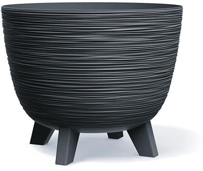 Stolmet Flower Pots with Legs, Round Planter Pots, Perfect for Indoor and Outdoor Decorating, Available in Four Colours, Capacity of 5L to 26L (Anthracite, 400Ø)
