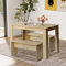 FURNITABLE Esszimmer Tisch- und 2 Hocker Set 3-teilig Essgruppe Tischgruppe Sitzgruppe Holztisch Küchentisch Eiche 120x70cm