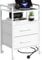 MIKIICOCO Bedside Table with Charging Station, Nightstand with 2 Outlets and 2 USB Ports, Sofa Side Table with 4 Castors and Fabric Drawers for Bedroom