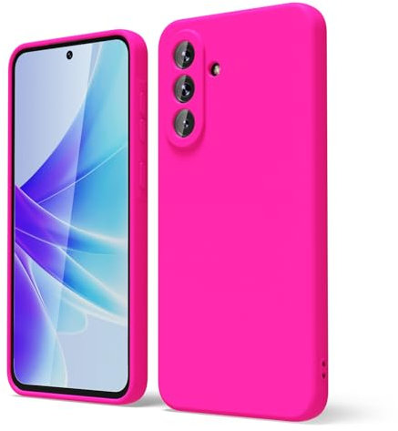 Oakxco für Samsung Galaxy A56 5G Hülle Silikon Case mit Kameraschutz, Ultra Dünn Bunt Handyhülle Mädchen, Einfarbig Handy Hülle Slim Schutzhülle, Matt TPU Weich Gummi Glatt Silikonhülle, Neon Hot Pink