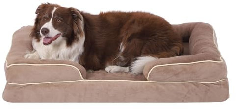 GUPPBF Panier pour Chien Moyen Taille - Lit orthopédique pour Chien - Canapé pour Animal de Compagnie - Déhoussable et Lavable en Machine - Doux et Confortable - Antidérapant - Kaki - 75cm×50cm×15cm