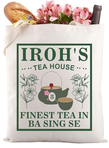 Gzrlyf Uncle Iroh Tea Tote Bag Jasminee Dragon Cartoon Movie Fan Gift Themed Shopping Bag, Iroh's Tea House, M