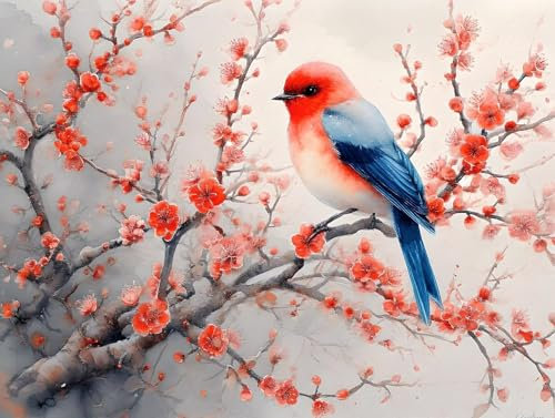Flower Paint by Numbers for Children, DIY Paint by Numbers Bird Painting by Numbers for Adults Beginner, Canvas Craft Kits with Brushes and Acrylic Pigment, Home Decor,Gifts for Women,100x150cm L-204