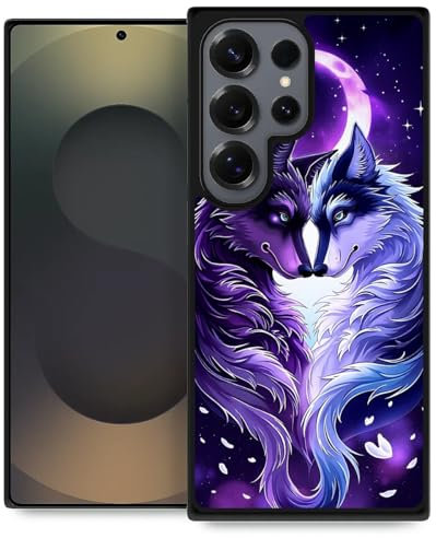 artslion Kompatibel mit Samsung Galaxy S25 Ultra Hülle Schwarz Runde Anti-Rutsch stoßfest Handyhülle -Zweiköpfiger Wolf Muster