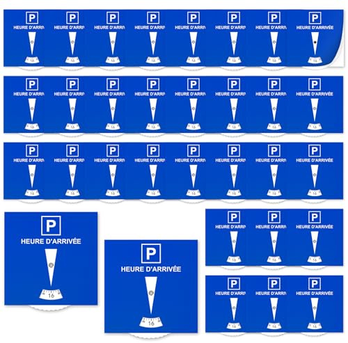 jiawaggag Lot de 30 Disque Stationnement Zone Bleue Disque Parking en Carton Disque Horodateur Voiture 15x15cm Disque Stationnement Papier Voiture Accessoires Auto