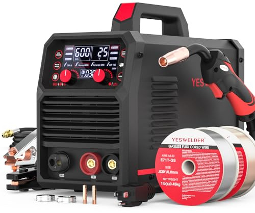 YESWELDER Soldadora MIG-140DS PRO MIG, 140 Amp 110/220 V de doble voltaje, 4 en 1 de gas MIG/núcleo de flujo MIG/Lift TIG/Stick multiproceso MIG máquina de soldadura MIG