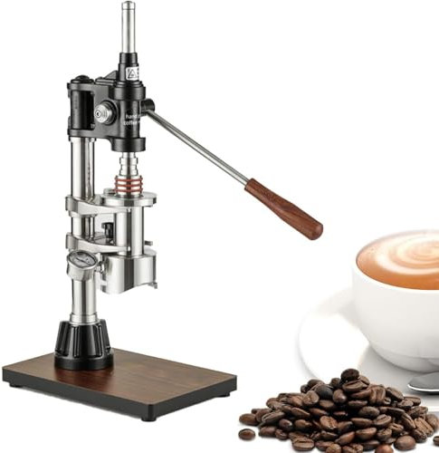 LIULIQ Manuelle Hebel-Espressomaschine, Handgepresste Espressomaschine Mit Druckstange In Holzoptik, Manometer Und E61-Brühkopf, Abnehmbares Design Für Cappuccino, Latte, Macchiato