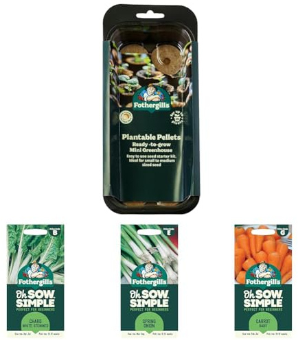 Windowsill Veg Patch – 10 Plantable Pellets Greenhouse with Chard, Spring Onion & Carrot Seeds | Fothergill’s Oh Sow Simple™ | Easy Indoor Gardening Kit | Compact Veg Growing for City Homes