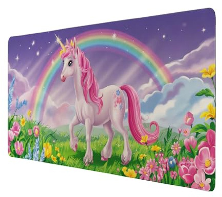 speecheese Schreibtischunterlage 69x31cm XXL Mauspad Einhorn in | Fantasielandschaft 69x31cm XXL Mauspad für Einhorn-Fans Fantasievolle Tischdeko für Kinderzimmer & Büro