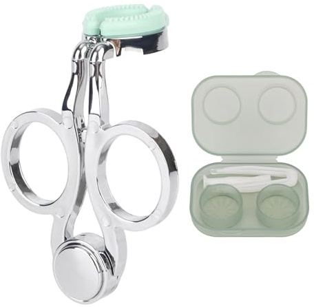 2 Pezzi Applicatore e Rimozione Lenti a Contatto Strumento, Placcato Argento Accessorio per Lenti a Contatto con Custodia da Viaggio Portatile per Occhi Sensibili