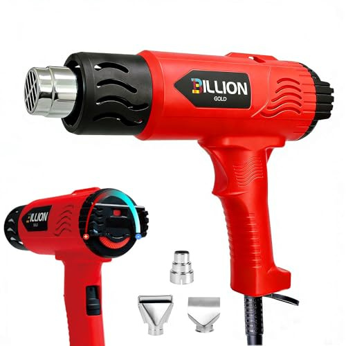 Heat Gun, BILLION GOLD 1800W Variable Temperature Hot Air Gun, 50°C–650°C, 3D Ergonomic Handle, Black & Red – Overload Protection, Perfect for Paint Stripping, Shrink Wrapping, Home Improvement